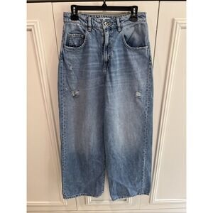 Icon Denim Los Angeles Poppy Wide Leg Jeans Distressed Skater Baggy